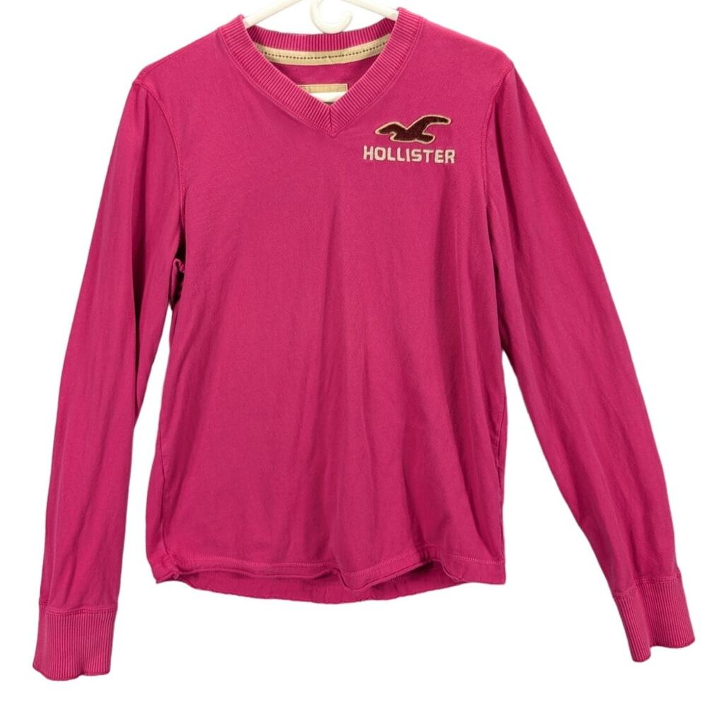 Vintage Y2K Hollister Shirt Womens Medium Pink Long sleeve 2000s Abercrombie